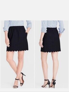 J.CREW Scalloped Hem Paper Bag Linen Skirt - Size 2